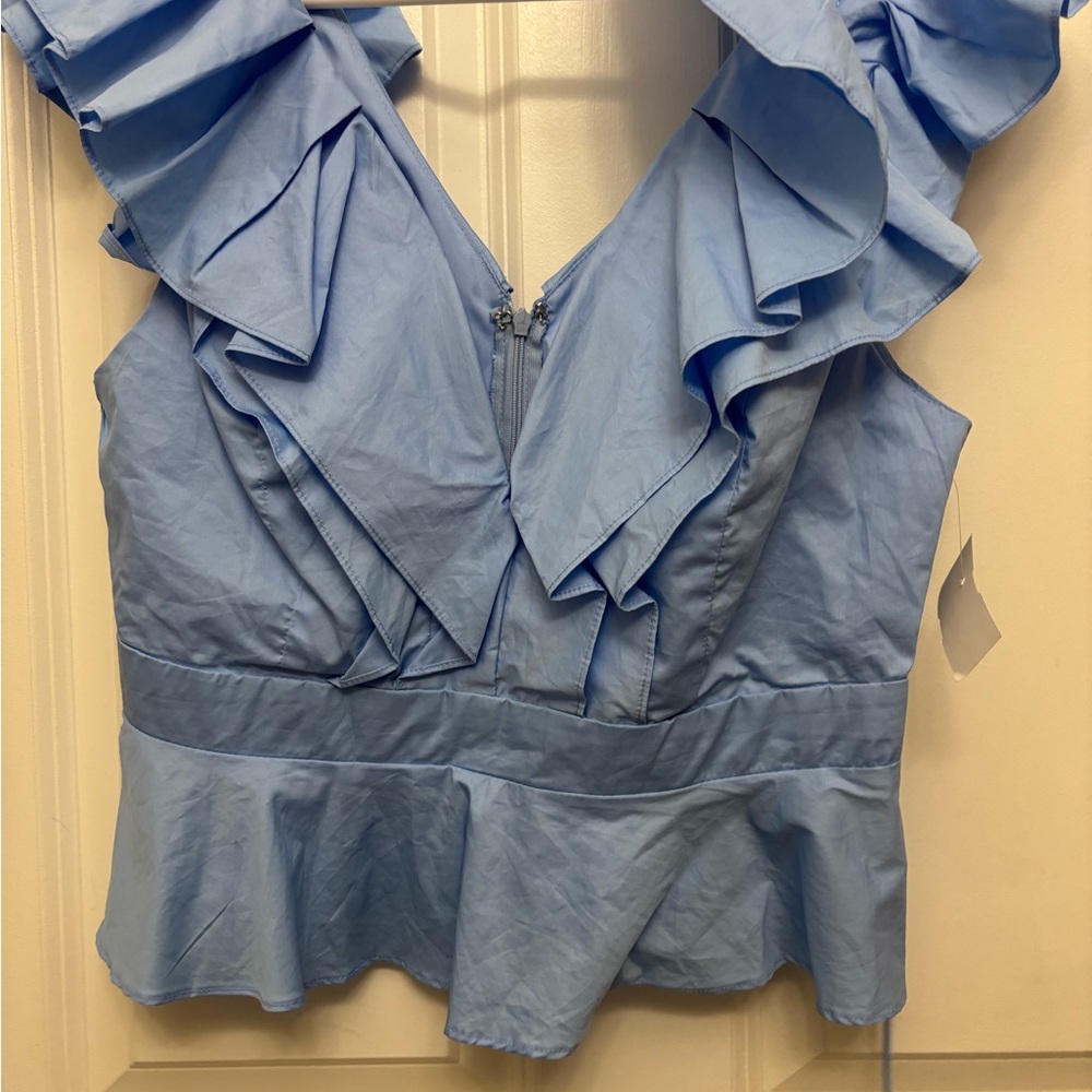 Blue Ruffled Women's Top